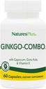 Natures Plus Gingko-Combo - 120 mg, 60 cápsulas Vegan - Ginkgo Biloba - Vegetariano, Gluten-Free - 60 piezas
