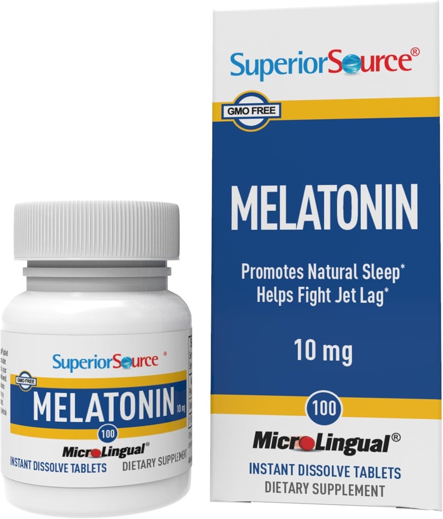 Melatonina de origen superior 10 mg - Suplemento de apoyo al sueño saludable para adultos - Fórmula de melatonina con ayudas de manzanilla Relajación " sueño reparador - 100 tabletas sublinguales de disolución