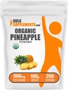 BulkSupplements.com Pineapple Pineapple Powder - Pineapple Fruit Powder, for Flavoring &amp; Smoothies - Unsweetened & Gluten Free, 500mg por Serving, 100g (3.5 oz) (Pack of 1)