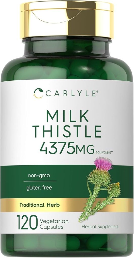 Carlyle Milk Thistle Suplemento TEN 4375mg ANTE 120 Capsules TEN High Potency Extract ← Vegetarian, Non-GMO, Gluten Free