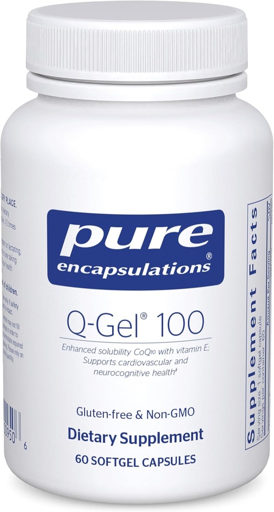 Pure Encapsulations Q-Gel 100 (Hydrosoluble CoQ10) | CoQ10 with Vitamin E to Enhance Solubility | 60 Softgel Capsules