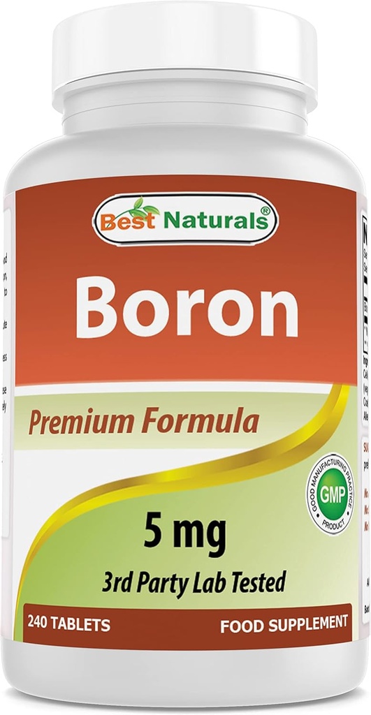 Mejores Naturales Suplementos de Borón 5 mg 240 Tabletas (240 Conde (Pack de 1))