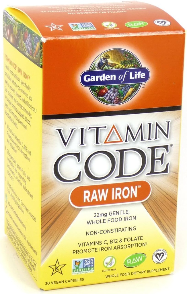 Jardín de la vida Código de vitaminas Hierro crudo, 30 cápsulas (2 Pack)