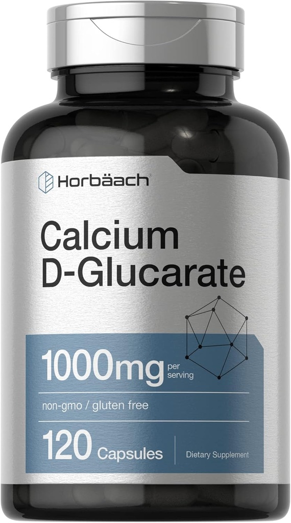 Horbäach Calcium D-Glucarate 1000mg | 120 Capsules | Non-GMO, Gluten Free Supplement