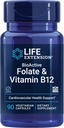 Ampliación de vida BioActive Folate " Vitamina B12, promueve el corazón, la salud del cerebro " , no transgénico, libre de gluten, vegetariano, 90 cápsulas
