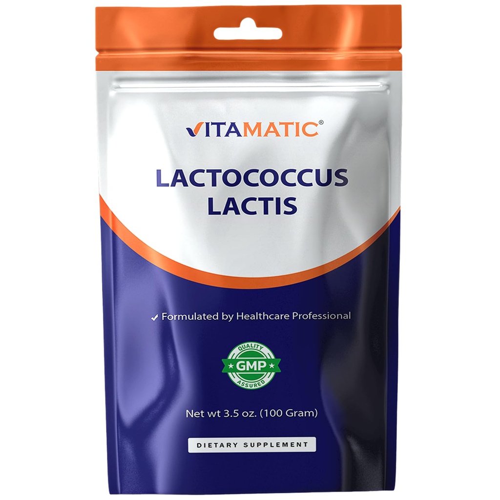 Vitamatic Lactococcus Lactis Powder Probiótico - Asistencia sanitaria digestiva - 100 Gram (3.5 OZ) - 100 Servimientos