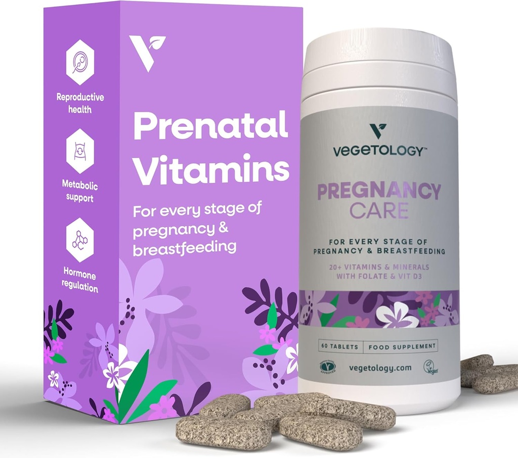 Vitaminas de Embarazo para Mujeres – Vitamina Prenatal " Vitaminas Postnatales para las madres de lactancia w/20+ Vitaminas, Folato " Más – Vitaminas Prenatales Veganas para cada etapa del Embarazo (60 Ct)