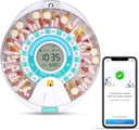 Zoksi Nuevo dispensador automático de píldoras Bluetooth Smart, dispensador electrónico de medicamentos para ancianos, 28 componentes de medicina Organizador con triple recordatorio