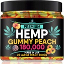 Ganchos de cáñamo-Premium Peach Anillos-Fresh y Full Flavor-Natural Hemp Oil Gummy-Great para atrás, cuello, rodillas, músculos, articulaciones, calma, relax, descomfort-Made en EE.UU.