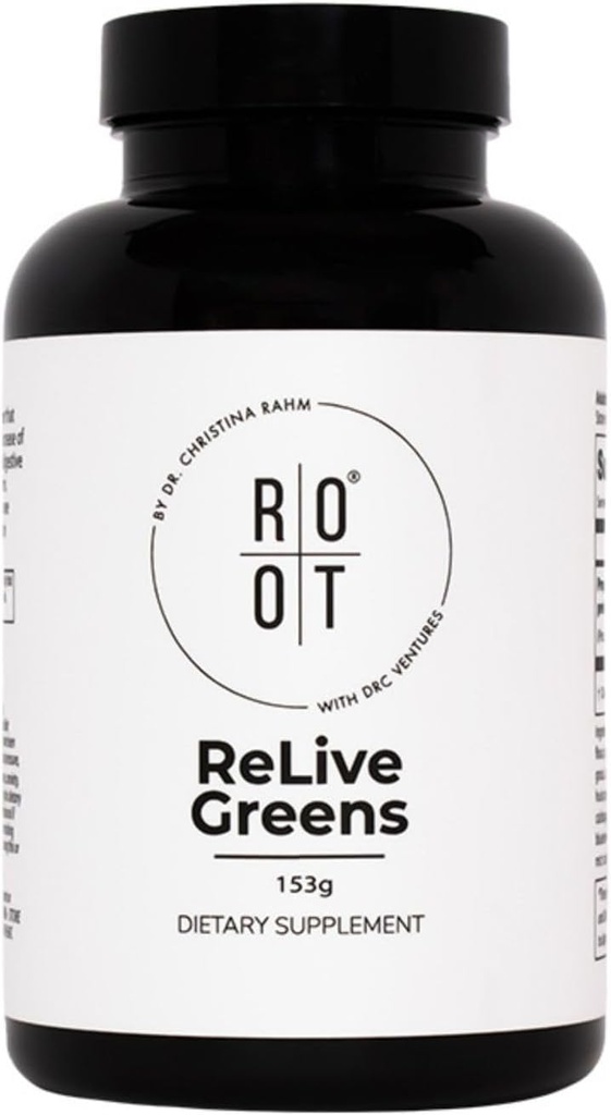 Root Relive Greens by Dr. Rahm's viv Superfood Powerhouse with Dark Leafy Greens, Fruits & Fibers - 153g