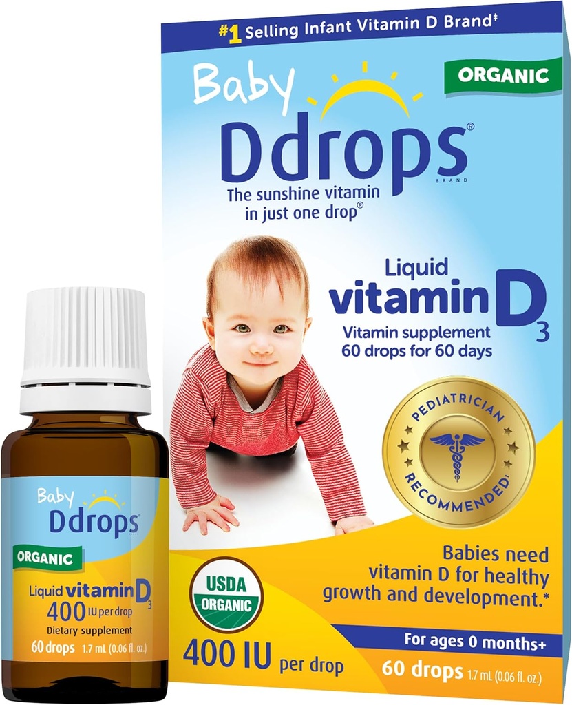 Ddrops Baby 400 IU, Vitamina D, 60 gotas 1.7mL (0.06 Fl. Oz (Pack of 1))