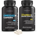 Livingood Daily Essentials Bundle - Suplemento potente de Omega 3-6-7-9 Plus Turmeric Combinado con vitamina D3 K2, Magnesio, Blend Probiótico y Más