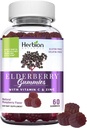HERBION Elderberry Gummies with Vitamin C & Zinc - Healthy Immune System Support - Gluten-Free &amp; Gelatin-Free - 60 Gummies for Adults &amp; Children 4 Years & Above - Made in USA, 60 Count (Pack of 1)