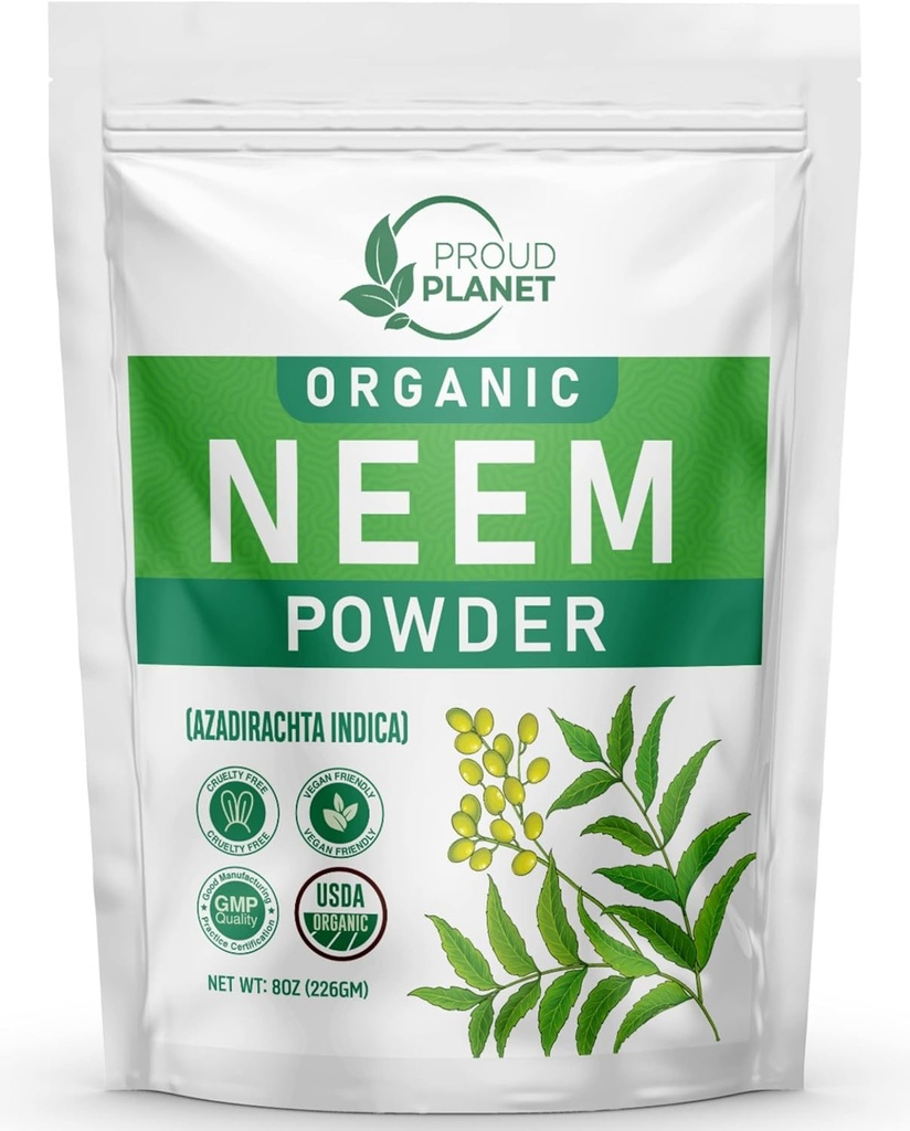 Orgánica Neem Leaf Powder para la piel, el cabello y la sangre 8oz (226g) ← Azadirachta Indica 