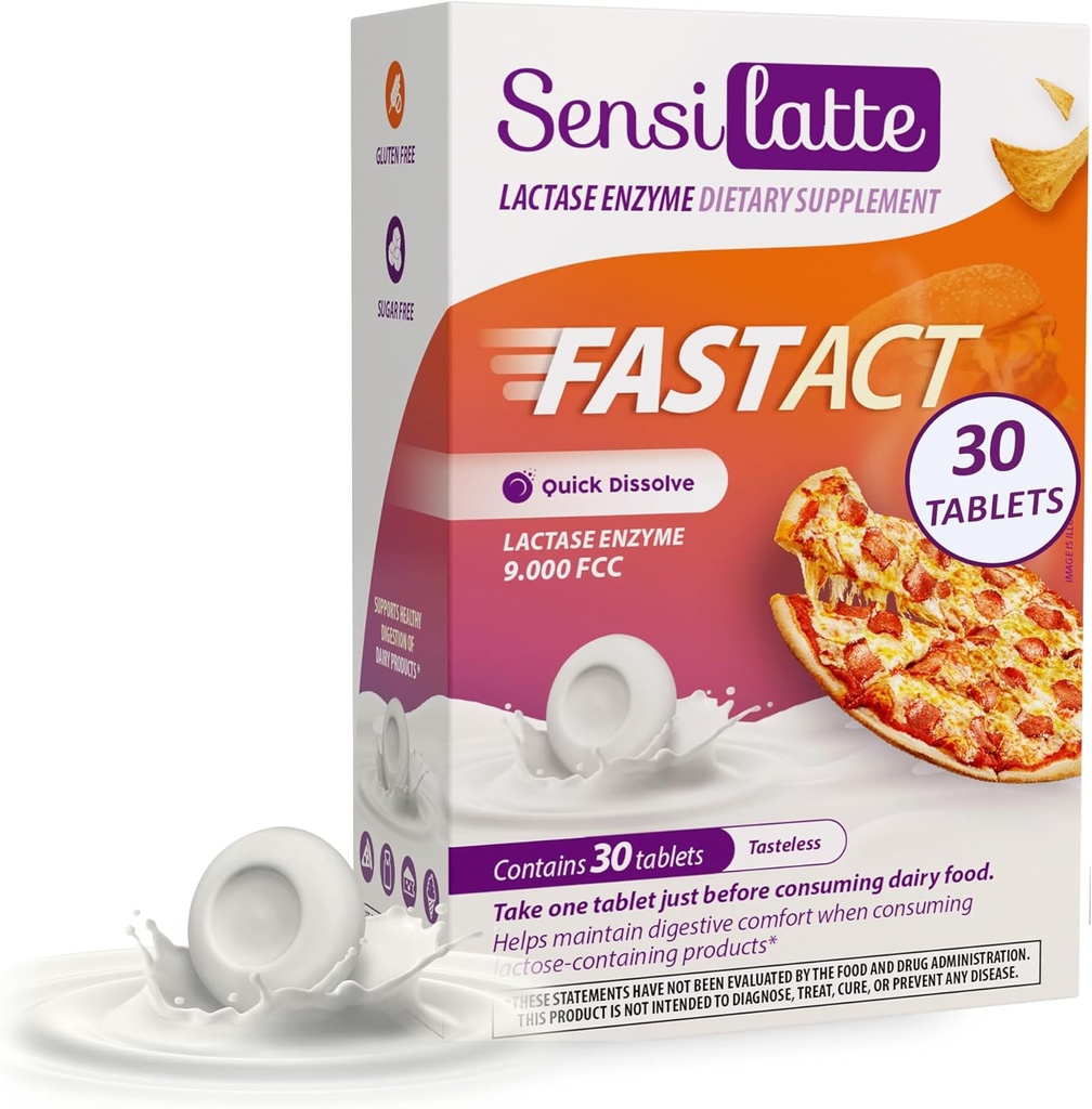 Lactase Enzyme 30 Tablets No Flavor - 9.000 FCC - Sensilatte – Quick Dissolution – Ayuda con Confort Digestivo – Prati Donaduzzi