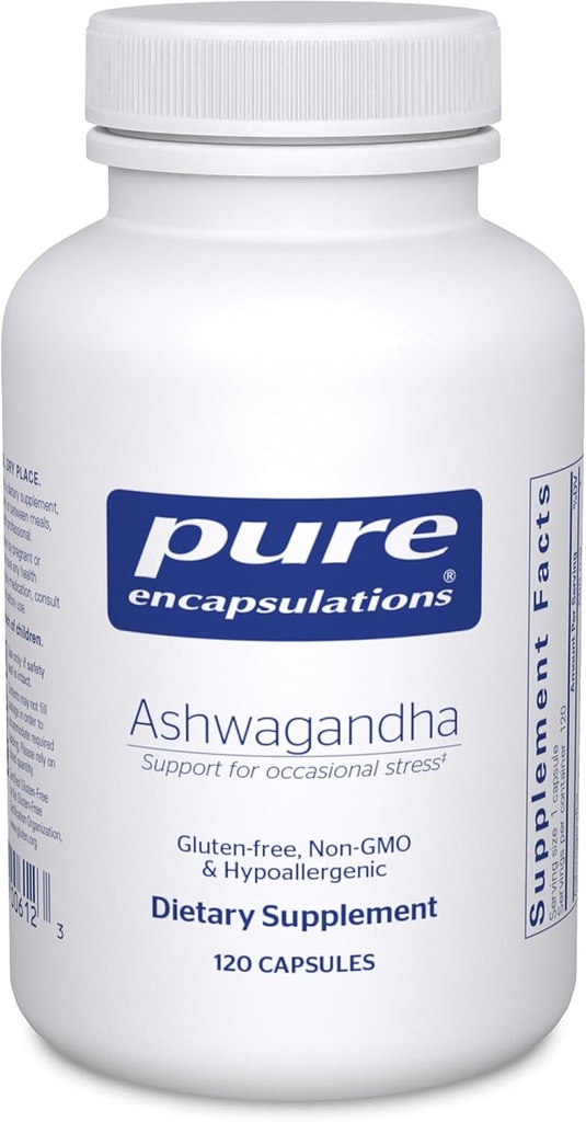 Pure Encapsulations Ashwagandha - 500 mg Ashwagandha Extract - Metabolism & Stress Support - Immune Support - GMO Free & Vegan - 120 cápsulas
