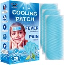 20 Hojas EasSí Patches de fiebre infantil para niños fiebre alivio del dolor, reducción de la fiebre del alivio de la refrigeración, dolor de cabeza calmado, paquete de 20