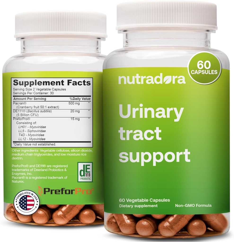 Salud Urinaria Tract para Mujeres y Hombres – Medicina UTI para Mujeres y Hombres con Cuidado UTI Efectivo, Cápsulas de Extracto de Arándano, 5 millones de CFU, Fórmula No GMO, Formulado en EE.UU., 60 Cápsulas