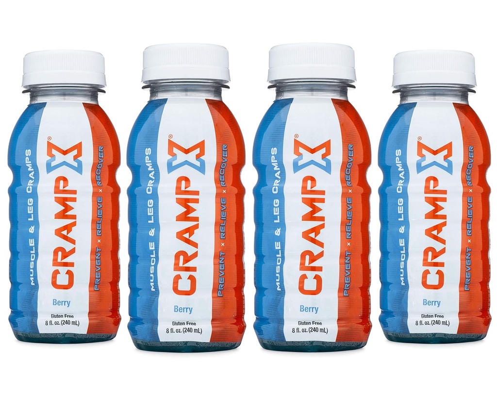 Muscle Cramp Relief Drink ¦ Provenido para prevenir y tratar los calambres musculares en segundos ¦ Gluten Free Cramp Defense for Hand Cramps, Leg Cramps, Foot Cramps ← Berry 8 oz - Pack of 4