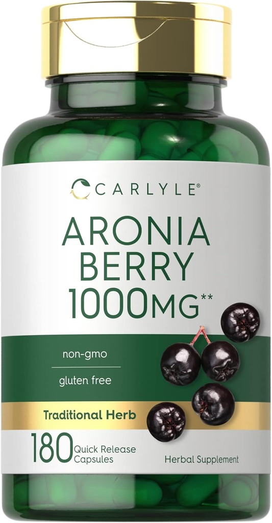 Carlyle Aronia Berry Capsules 1000mg Silencio 180 Pills ← Chokeberry Extract Silencio Non-GMO &amp; Gluten Free Supplement