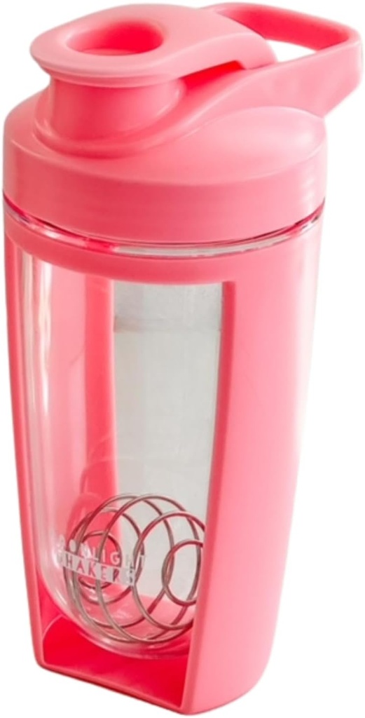 Fabricadores de luz de la luna Cute 16oz Botella de afeitado Protein con bola de acecho de acero - impermeable, Lavavajillas Caja de seguridad, Copas de afeitado para bebidas Protein Shakes &amp; Preworkout Mixer Cup, Regalos de fitness - Rosa