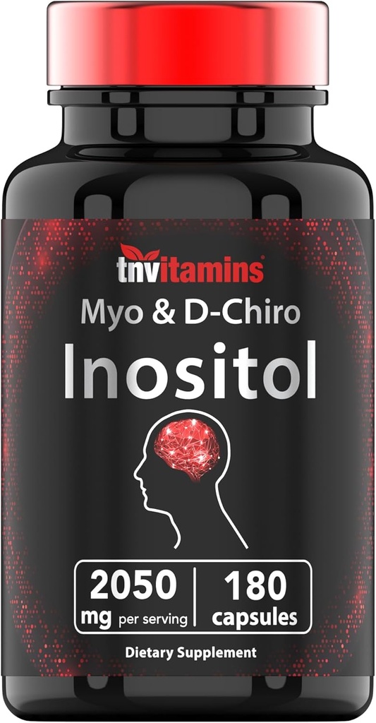 tnvitamins Inositol: 2,050mg - 180 Capsules ¦ Capsules Inositol Powder para Mujeres &amp; Hombres ← 40:1 Ratio of Myo-Inositol to D-Chiro Inositol ← Made in The USA!