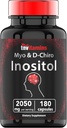 tnvitamins Inositol: 2,050mg - 180 Capsules ¦ Capsules Inositol Powder para Mujeres &amp; Hombres ← 40:1 Ratio of Myo-Inositol to D-Chiro Inositol ← Made in The USA!