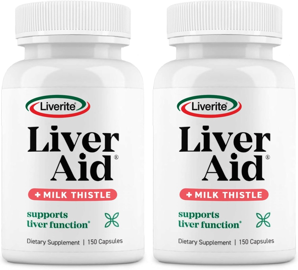 Liverite Liver Aid with Milk Thistle 2-Pack 150 Capsules (Total 300), Liver Support, Liver Cleanse, Liver Care, Improves Energy