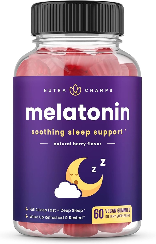 Melatonin Gummies for Kids &amp; Adults Silencio Natural Sleep Aid Drug-Free, Vegan Berry Flavor Kids Melatonin Gummy Supplement TEN 2.5mg, 5mg o 10mg Dose ← Sleeping Pills Substitute (60 Conde (Pack of 1))