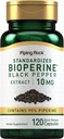 Piping Rock Bioperine Suplemento 10mg  120 Capsules ← Black Pepper Extract ← 95% Piperine ← Gluten Free, Non-GMO