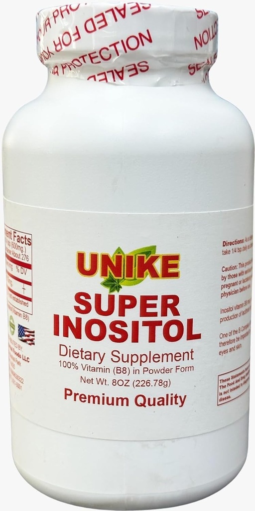 Suplemento dietético Super Inositol   Inositol (Vitamin B8) Polvo para el equilibrio hormonal, la fertilidad y el apoyo ovárico   Gluten Free, Vegan 8 Oz (Pack of 1)