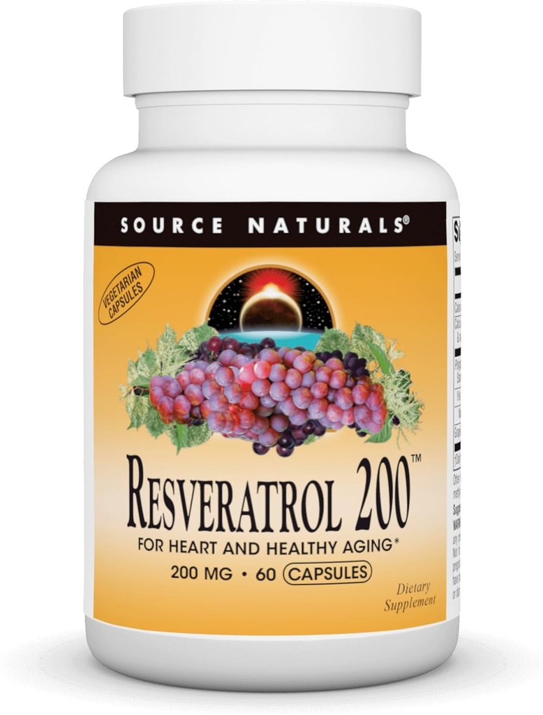 Fuente Natural Resveratrol, para el envejecimiento cardíaco y saludable* - 200 mg- 60 cápsulas vegetarianas