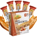 Bares de proteína sin gluten, 5 barras de proteínas sanas de Caramel para estilos de vida activos, Bares de proteína ideal para el reemplazo de carne, Bares de alta proteína perfecta para la recuperación de músculos, y energía sostenible
