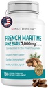 Extracto de pino marítimo francés 7000mg con 95% Proanthocyanidins for Circulation, Heart Health, Skin, Cognitive Support - 20:1 Ratio &amp; 180 Veggie Capsules - Non-GMO, Gluten-Free, Vegan-Friendly