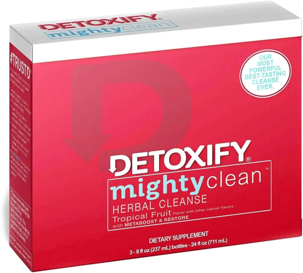 Detoxify Might Clean Herbal Cleanse – Tropical Fruit Flavor – (3) x 8 oz botellas ¦ Formulado profesionalmente, Great Tasting Herbal Cleanse ANTE 4 Factor Full Cleanse System