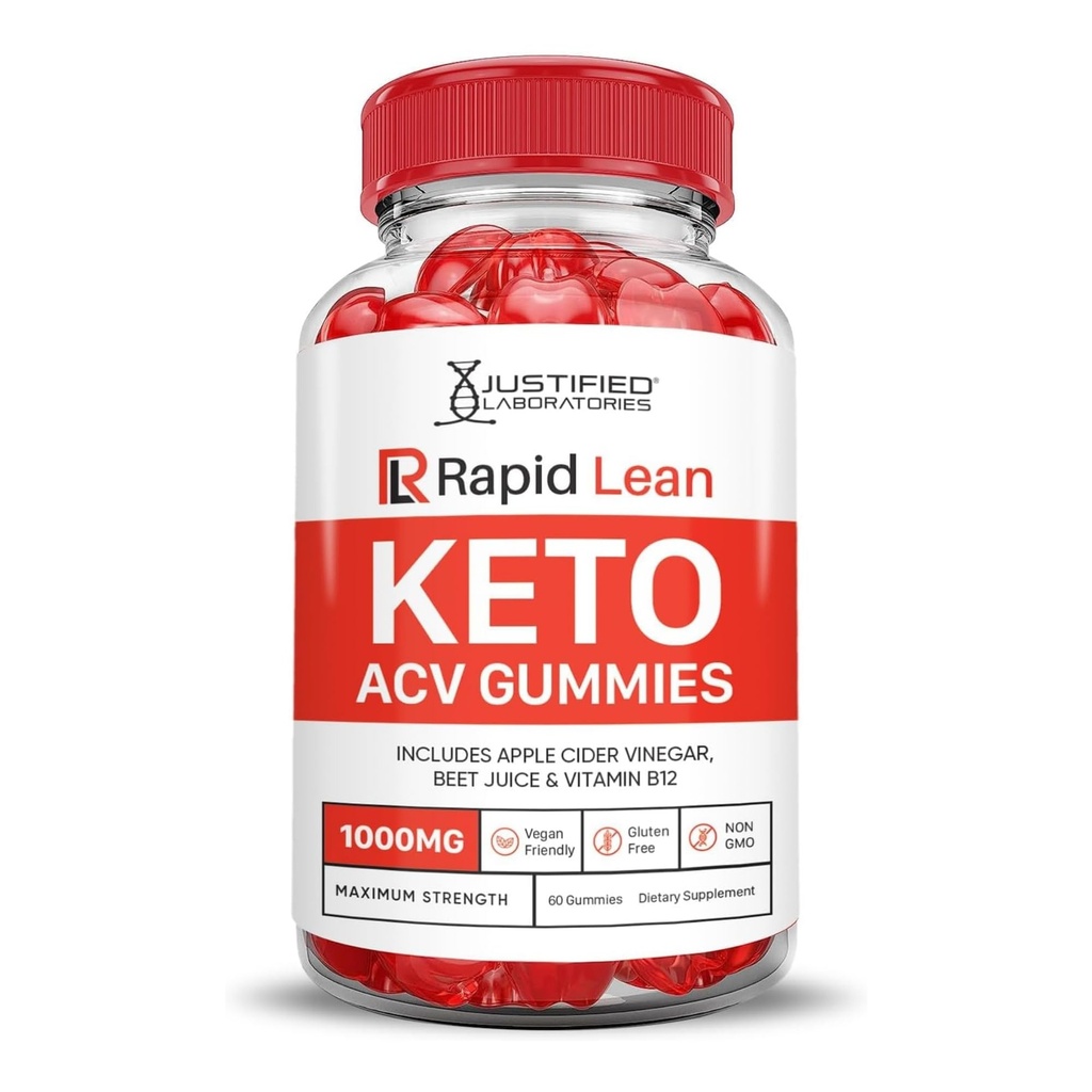 Justified Laboratories Rapid Lean Keto ACV Gummies Advanced Formula 1000MG Rapid Lean Keto Gummies Apple Cider Vinegar Formulado con Pomegranate Beet Juice Powder B12 Vegan Non GMO 60 Gummys