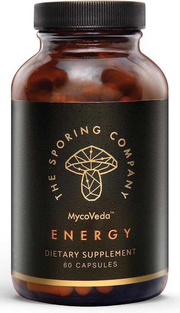 Energía - Suplemento de hongos - Cordyceps, Ashwangandha, Guarana - 3X Más Mushroom - Energía y energía (60 cápsulas)
