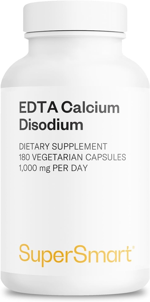 Supersmart - EDTA 1000mg per Day - Calcium Disodium EDTA Supplement | Non-GMO & Gluten Free - 180 Vegetarian Capsules