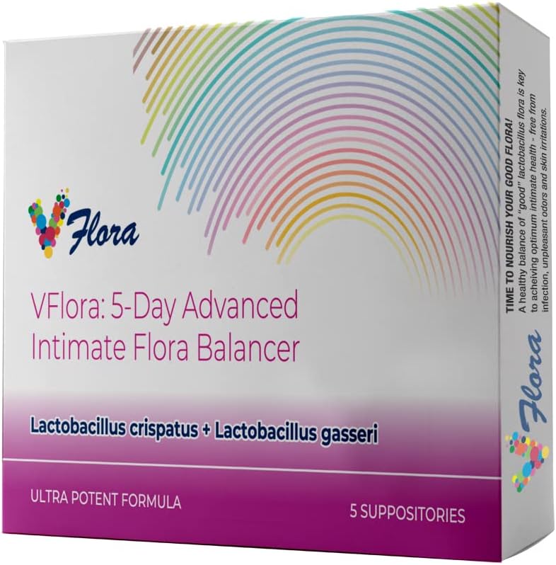 VagiBiom 5-Day Vflora (Lactobacillus crispatus + L. gasseri) a Balance Intimate Flora. Nourish and Nurture Good Flora for Skin Health. Ultra Potent 100% natural vegano (5 Supositorios)