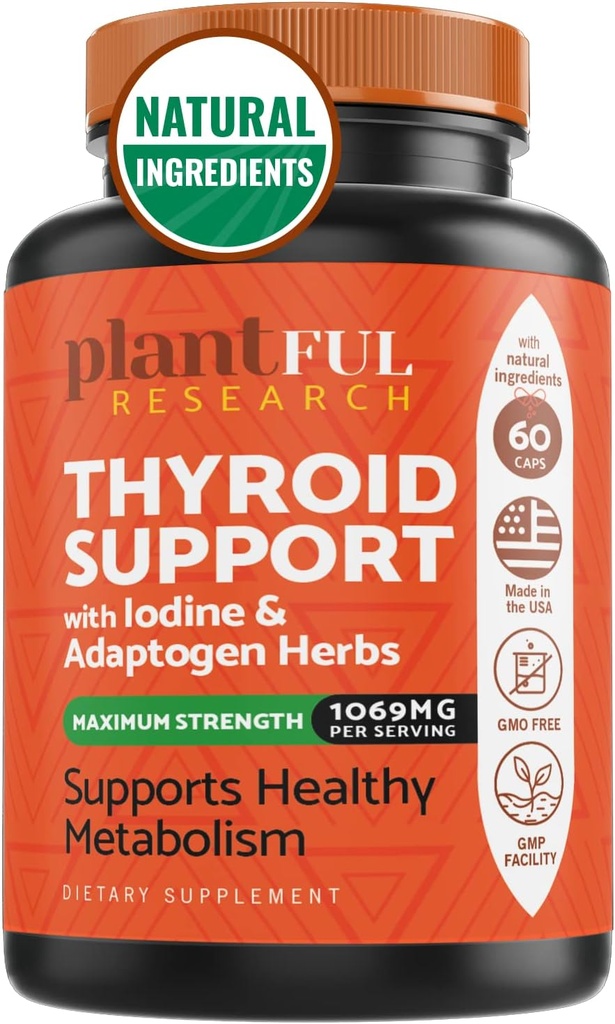 Tiroides de apoyo a las mujeres y el suplemento de yodo י Enhanced Absorption Thyroid Complex for Energy, Metabolism, Focus Formula, Relax con Ashwagandha, L-Tyrosine y Adaptogens Non-GMO
