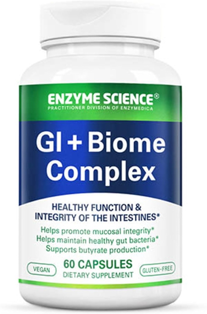 Enzyme Science GI + Biome Complex, Prebiotics for Gut Health and Intestinal Balance, 60 Capsules (30 Servings)