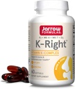Jarrow Formulas K-Right - Vitamina K-Complex (K1, MK-4, MK-7, D3) - 60 Servings (Softgels) - Suplemento dietético para Bone &amp; Cardiovascular Health Support - Vitamin K2 MK-7 - Gluten Free