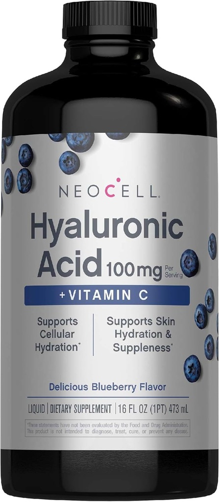 NeoCell Hyaluronic Acid Liquid with Vitamin C, Berry, 16 Fl Oz (Pack of 1) - Embalaje Mayo Vary