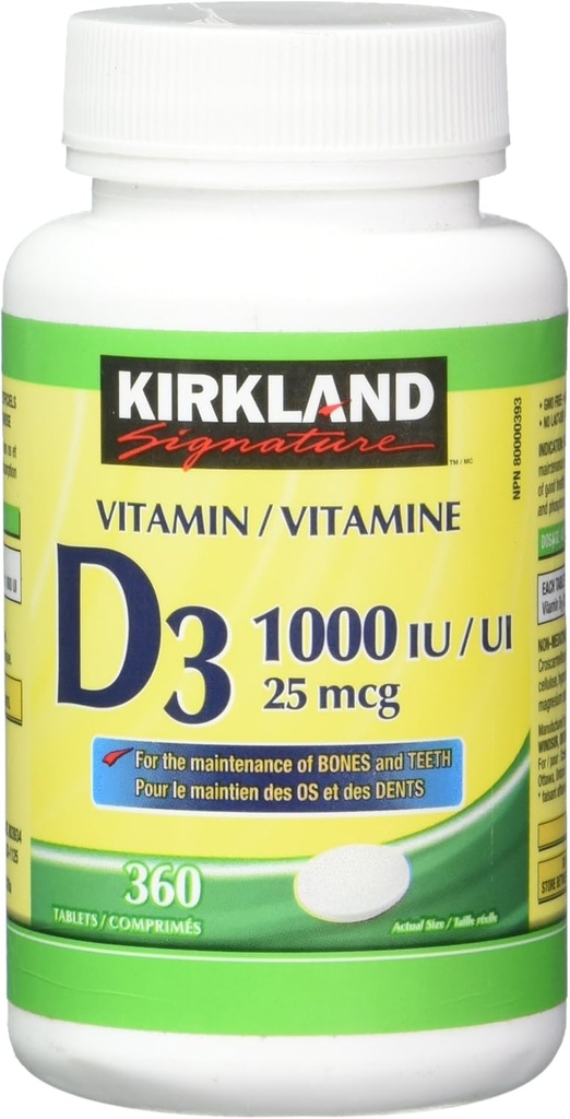 Kirkland Signature Vitamina D3 1000 UI, 360 Tabletas