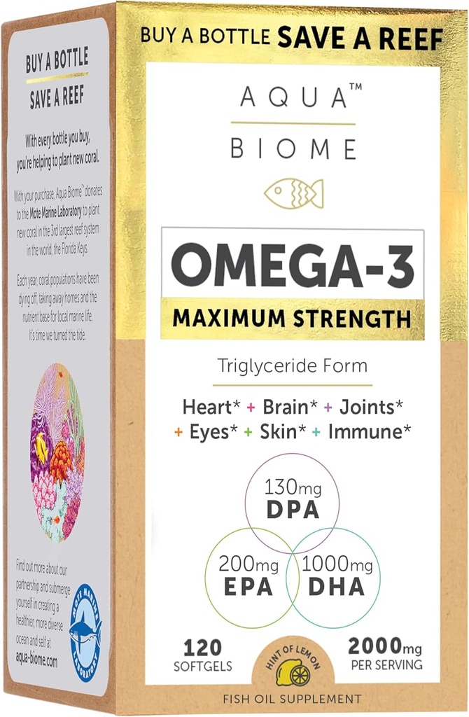 Enzymedica Aqua Biome Fish Oil, máxima fuerza, 120 cuenta