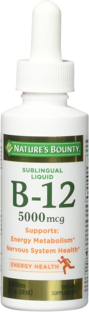 Bounty B-12 5000 mcg Sublingual Liquid Energy Health 2 oz (Pack of 5)