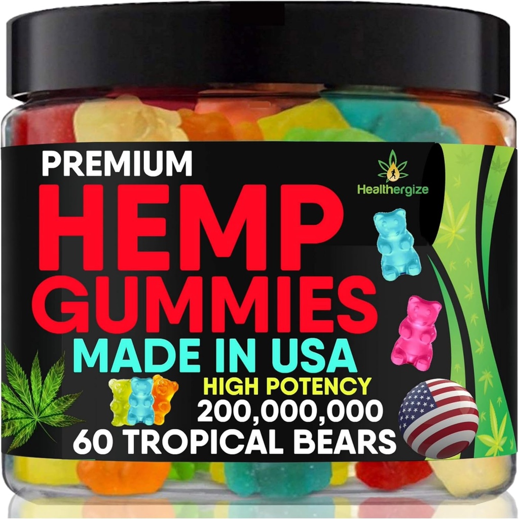 Ganchos de cáñamo para la noche, Gummy Bear Edibles, Descanso y Relájate,Mantenimiento, Alta potencia Omega aceite para Nap-Made en Estados Unidos