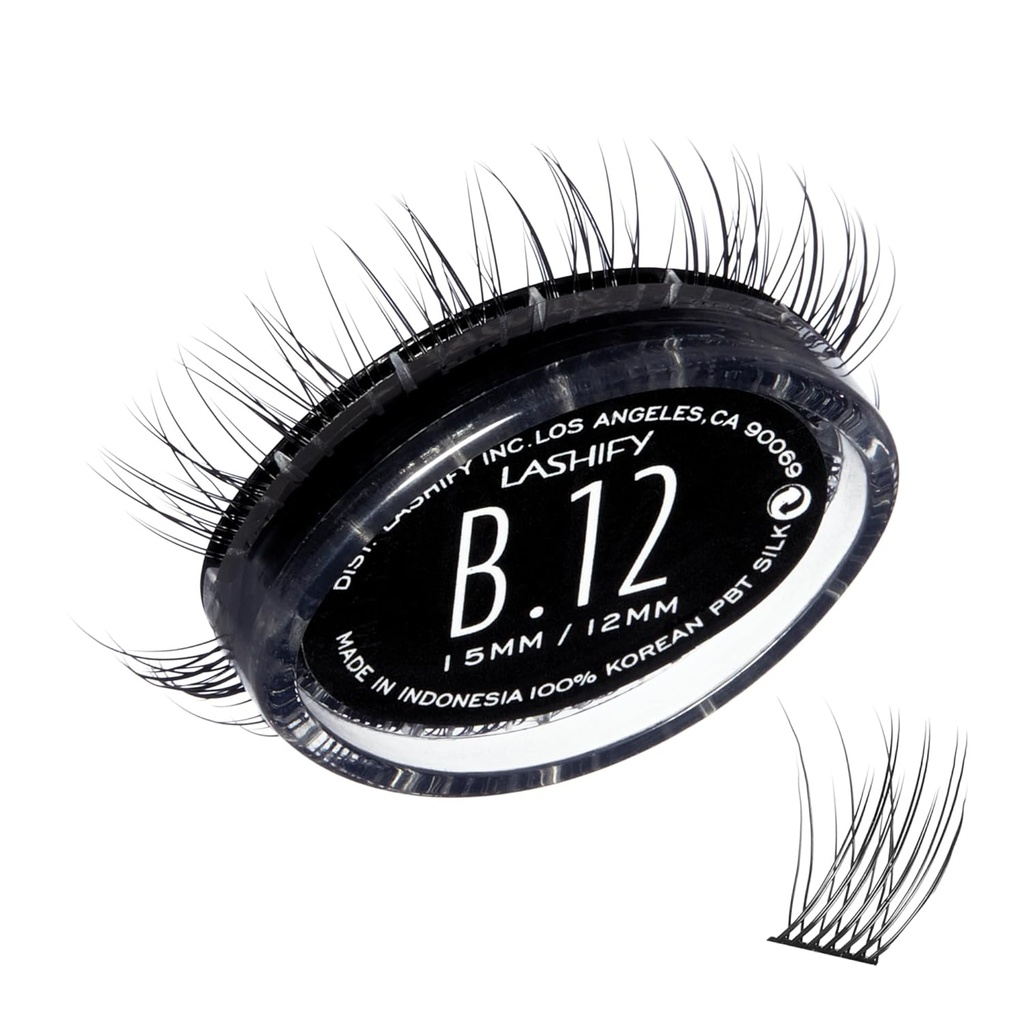 Lashify Bold 12mm Gossamer DIY Eyelash Extensiones Rellenar, Negro, Easy False Eyelashes for a Natural Look