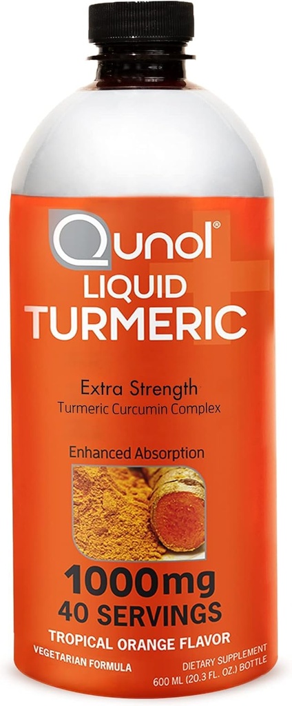 Curcumina de Turmérica Líquida Qunol con Pimienta Negra 1000 Milligram, soporta Respuesta de Inflamación Saludable y Soporte Conjunto, Suplemento dietético, Fuerza Extra, 40 Servimientos, 20.3 fl oz (paquete de 1)
