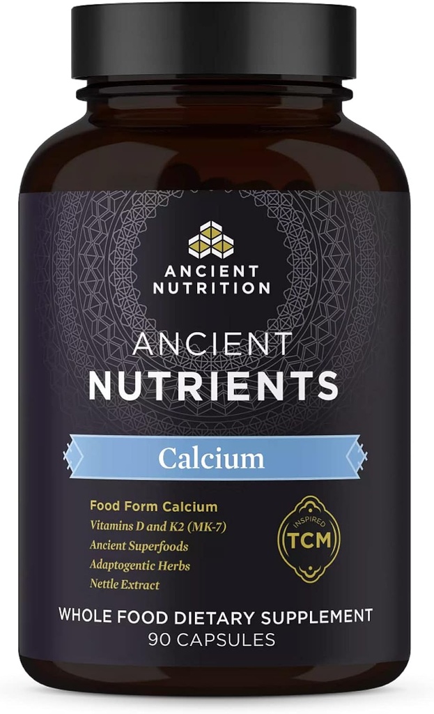 Suplemento de calcio con vitamina D y vitamina K2 por Nutritiión antigua, soporta la salud ósea y el apoyo inmunológico, recuperación muscular, paleo y Keto Friendly, 90 Ct
